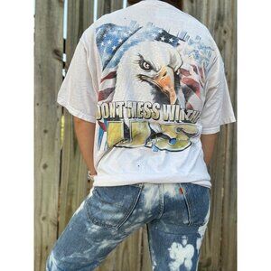 Vintage 90's Don't Mess With The U.S. Eagle Graphic Tee T-Shirt Size Large